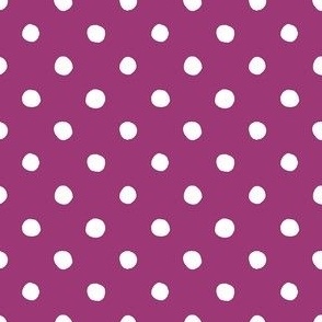 Medium Handdrawn Dots - polka dot - rainbow quilting collection - white on Berry purple - Petal Signature Cotton Solids coordinate