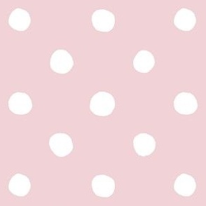 Large Handdrawn Dots - rainbow quilting collection - white on Cotton Candy pink - Petal Signature Cotton Solids coordinate