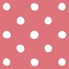 Large Handdrawn Dots - rainbow quilting collection - white on Watermelon pink - Petal Signature Cotton Solids coordinate