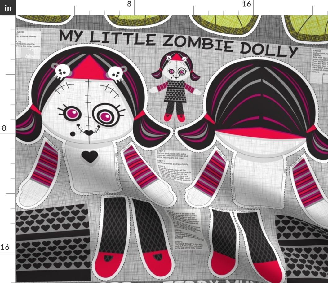 My little zombie dolly (with her spooky friends on 1 yard panel)