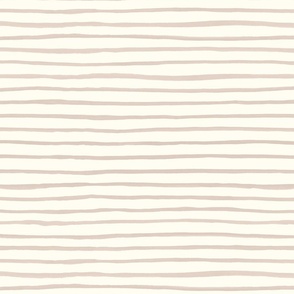 Large Handpainted watercolor wonky uneven stripes - Blush on cream - Petal Signature Cotton Solids coordinate 