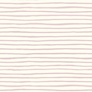 Large Handpainted watercolor wonky uneven stripes - Cotton Candy pink  on cream - Petal Signature Cotton Solids coordinate 