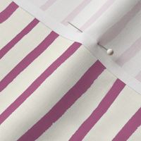 Large Handpainted watercolor wonky uneven stripes - Peony purple on cream - Petal Signature Cotton Solids coordinate 