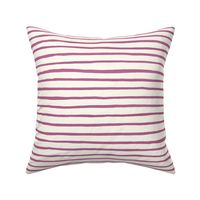 Large Handpainted watercolor wonky uneven stripes - Peony purple on cream - Petal Signature Cotton Solids coordinate 