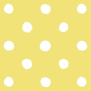 Large Handdrawn Dots - rainbow quilting collection - white on Buttercup yellow - Petal Signature Cotton Solids coordinate