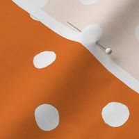 Large Handdrawn Dots - rainbow quilting collection - white on Carrot orange - Petal Signature Cotton Solids coordinate