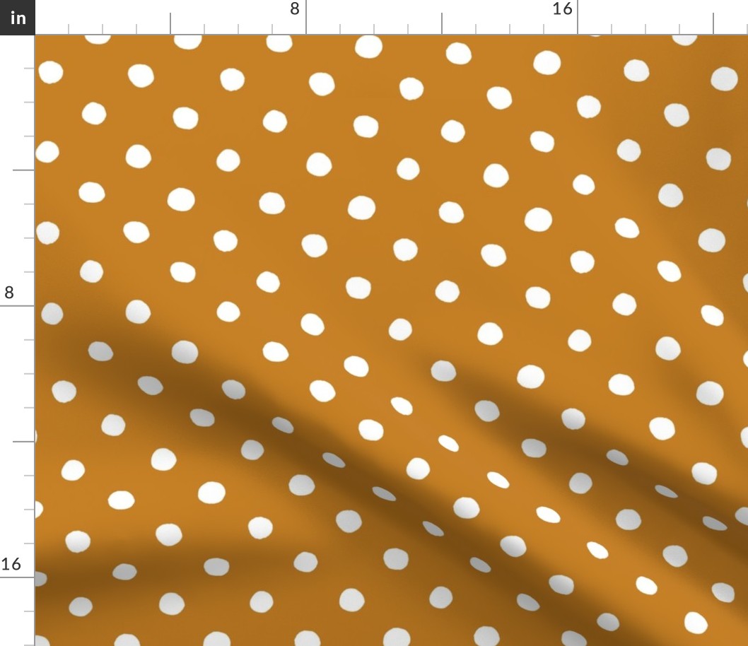 Large Handdrawn Dots - rainbow quilting collection - white on Desert Sun (dark yellow) - Petal Signature Cotton Solids coordinate