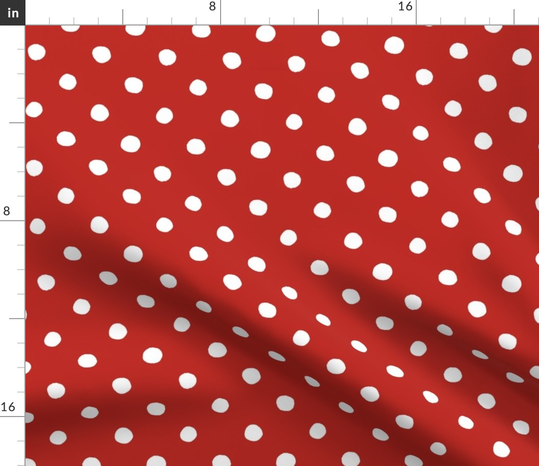 Large Handdrawn Dots - rainbow quilting collection - white on Poppy Red - Petal Signature Cotton Solids coordinate