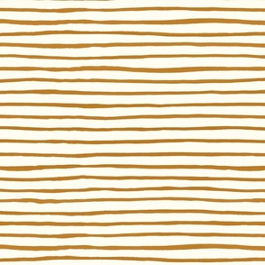 Large Handpainted watercolor wonky uneven stripes - Desert Sun (dark yellow) on cream - Petal Signature Cotton Solids coordinate 