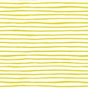 Large Handpainted watercolor wonky uneven stripes - Lemon Lime yellow on cream - Petal Signature Cotton Solids coordinate 