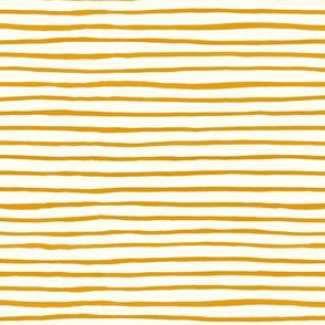 Large Handpainted watercolor wonky uneven stripes - Marigold orange on cream - Petal Signature Cotton Solids coordinate 