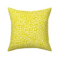 (S) Tiny quilting floral - small white flowers on Lemon Lime yellow  - Petal Signature Cotton Solids coordinate