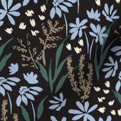 Medium // Wildflowers: Hand-painted Flowers, Coneflower, Daisy, Vine - Black