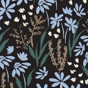 Medium // Wildflowers: Hand-painted Flowers, Coneflower, Daisy, Vine - Black