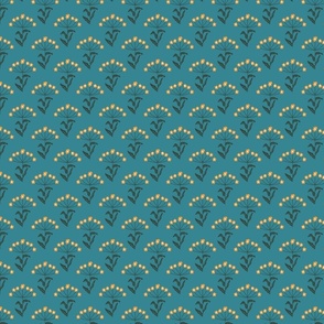 Small Yellow Floral Arches on a Teal Background- Collection