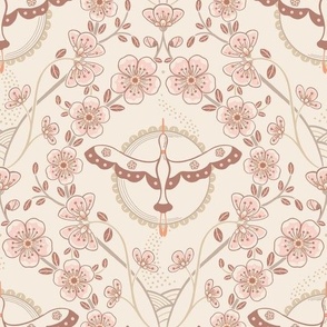 Stork migration with flowering - Chinoiserie Beige