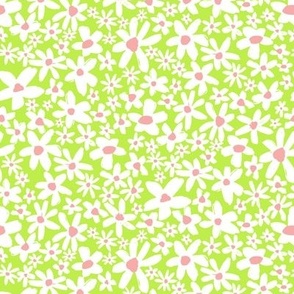 Ditsy Daisy Pink and Green