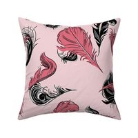 Plumes Double black rose pink