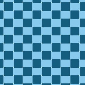 Check Basket Weave - Light Blue & Dark Blue - small Checkerboard
