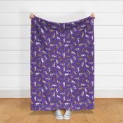 Trotting Saluki and paw prints - purple