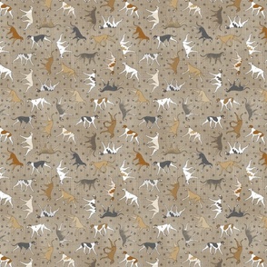 Tiny Trotting smooth Saluki and paw prints - faux linen