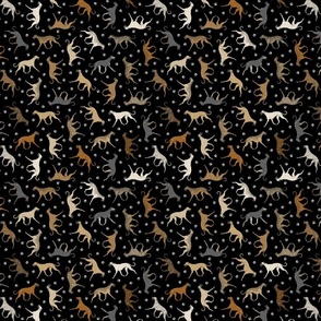 Tiny Trotting Sloughi and paw prints - black