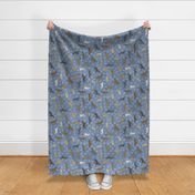 Trotting Sloughi and paw prints - faux denim