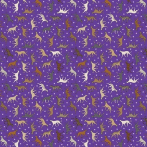 Tiny Trotting Sloughi and paw prints - purple