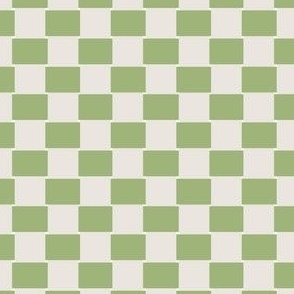 Check Basket Weave - Green and Beige Neutral - small checkerboard