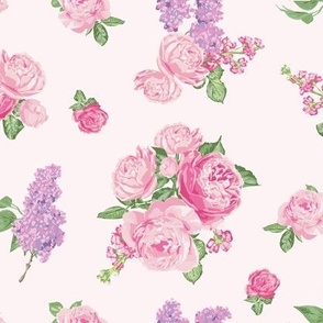 Scattered floral pink, medium scale
