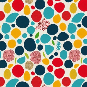 Dots and Dots, Colorful Variation in Blue, Red, and Yellow