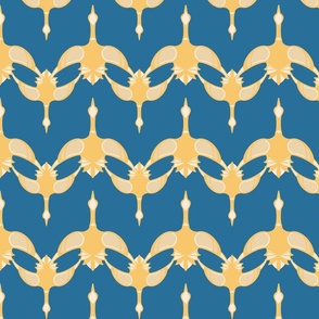 Geese Flying - Yellow on Blue