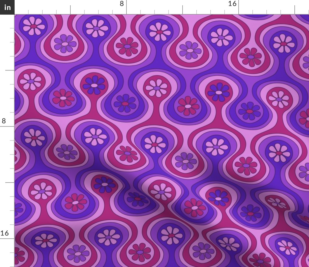 Groovy 60s Flower Pattern - Purple Color Palette