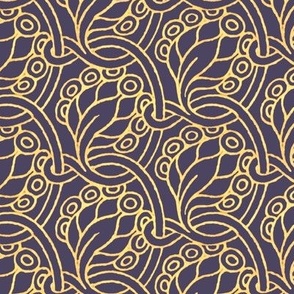 1893 Vintage Gilded Art Nouveau Peacock Feathers on Royal Purple from the Book Cover of "Goblin Market" - Original Colors
