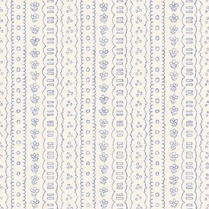 $ Small scale faux Passementarie broderie anglaise ribbons with eyelets for sweet patchwork and craft projects, pet accessories,  bed linen, table cloths, kids apparel, baby clothes, regency style pastoral clothes in ink blue and cool off white