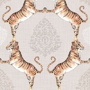 Big Cat Damask (taupe) MED / tiger