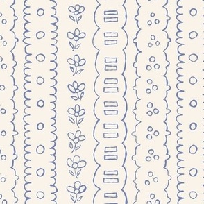 Jumbo/large scale faux Passementarie broderie anglaise ribbons with eyelets for sweet bed linen, table cloths, kids apparel, baby clothes, regency style dark blue and off white