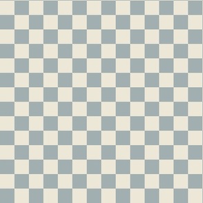 retro checkers - dusty blue and beige mini checkerboard 