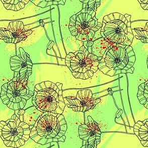 Bold Botanical Poppy Illustration Pattern