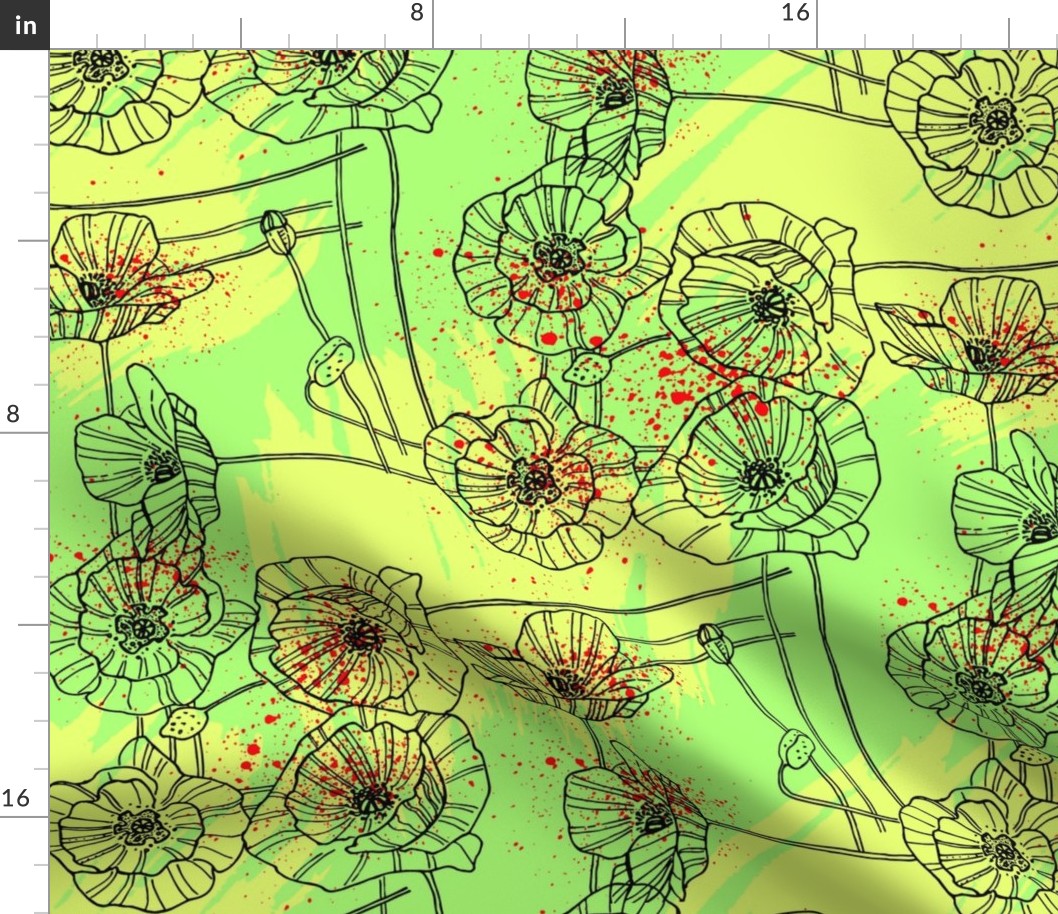 Bold Botanical Poppy Illustration Pattern