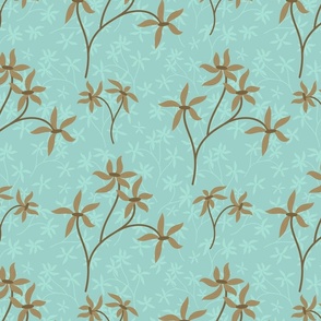 32-Large-a- Flowers and vines leaves bunch- Teal and brown