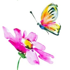 Butterfly and Flower Watercolor