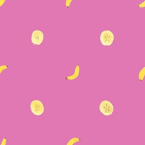 Bananas and Slices pink background