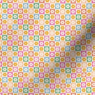 Summer Checkerboard Floral Pattern Tiny Scale