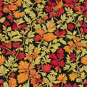 Ditsy Red Orange and Green Floral