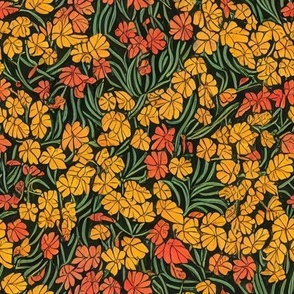 Ditsy Orange and Yellow Flowers