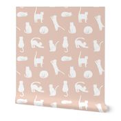 Cat Silhouettes - Dusty Pink and White 