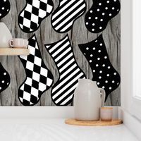 Black and White Christmas Stocking Holiday Easy DIY Cut and Sew Sewing Project