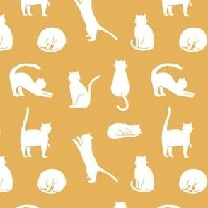 Cat Silhouettes - Yellow and White 