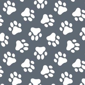 blue grey dog paw print fabric,pet fabric, dog fabric